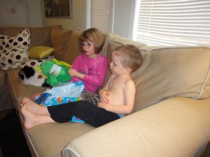 Aiden opening his bday present