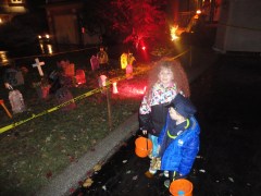 Abby & Aiden at one of the houses trick or treating