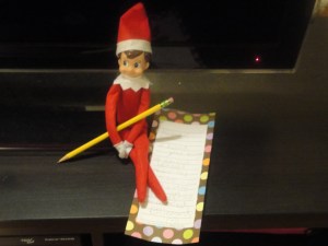 Elf on the Shelf leaving note telling us to call him Blizzard.