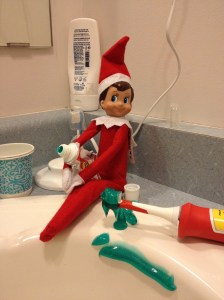 Blizzard helping with the toothbrush