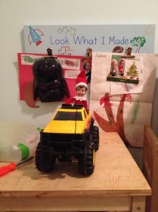 Blizzard riding in the back of truck