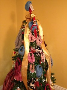 Blizzard decorating the Christmas Tree in underwear