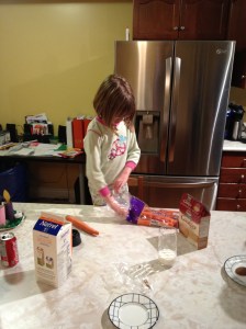 Abby getting carrots 9 carrots out for each reindeer