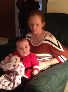 Julie with Macklan at his first Christmas.