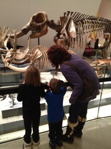 Melissa & the Kids looking at Ice Age Animals