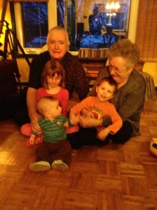 Mamma, Papa, Abby, Aiden and Macklan together in the Allison's living room