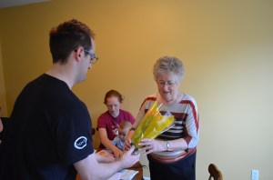 Rob giving Mom some flowers