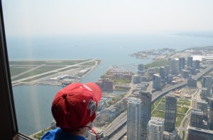Aiden looking out at the airport.