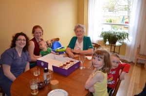 Getting ready to enjoy our Mother's Day cupcakes.