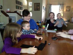 Abby, Aiden, megan, Julie & Macklan at the Millers for lunch.