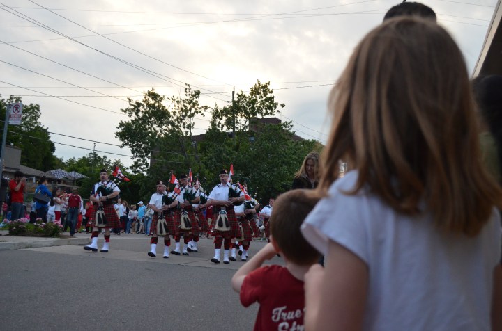 Aiden & Abby watching the marching band go by.