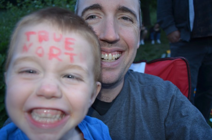 Aiden & I waiting for the fireworks to start.