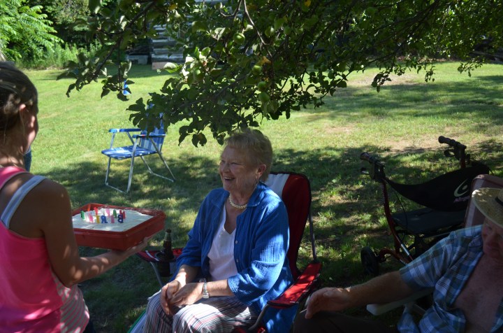 Aunt Dorothy getting her birthday cake