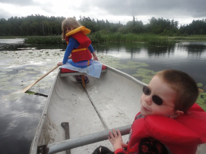 Kids going canoeing on the river