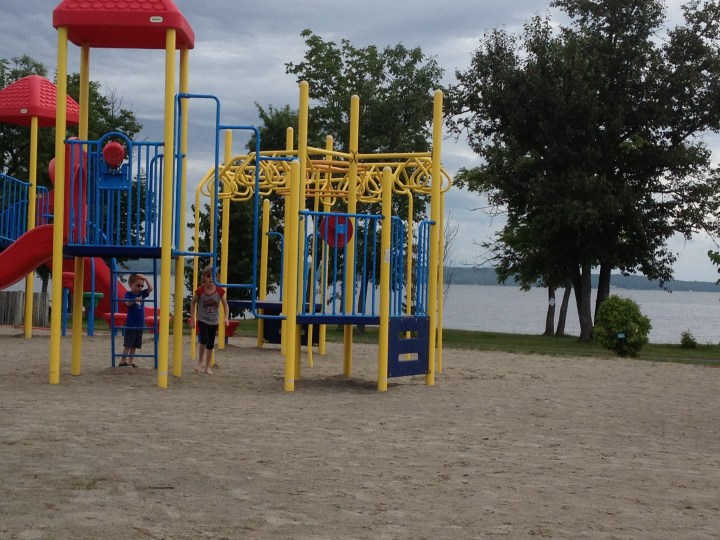 Kids playing at the waterfront