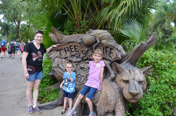 Melissa and the Kids in front of the Tree of Life