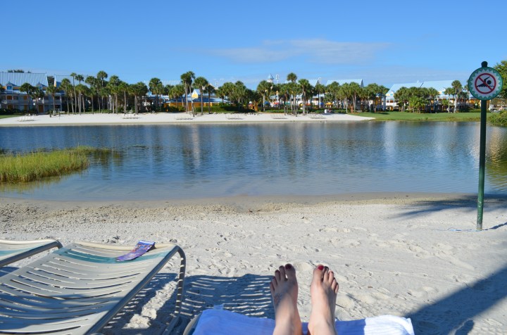 Melissa relaxing while kids on Pirate Cruise