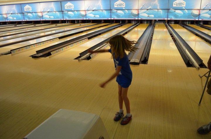 Abby jumping after her turn