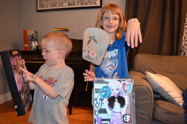 Abby with some of her gifts