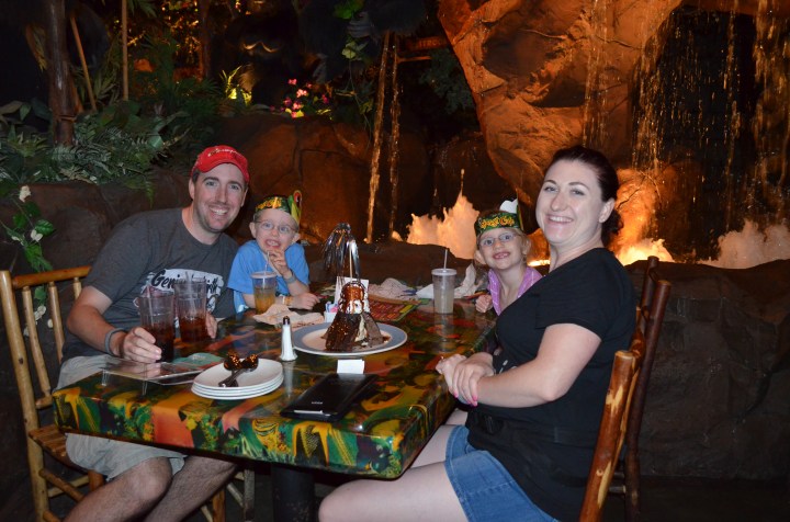 The Family Eating at the Rainforest Cafe