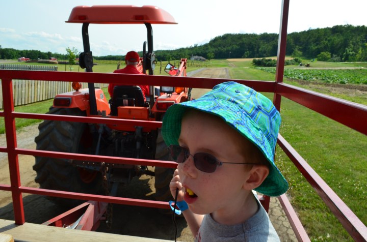 Aiden on the tractor ride