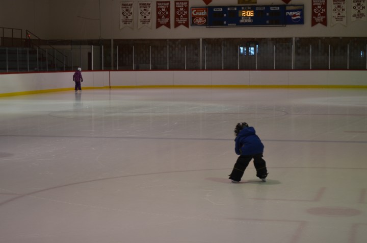 Abby and Aiden skating all by themselves at the Warsaw Arena