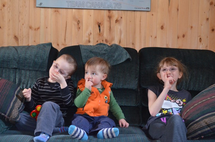 Aiden, Macklan and Abby picking their noses.