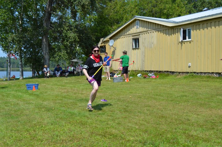 Melissa in a full run during the water game