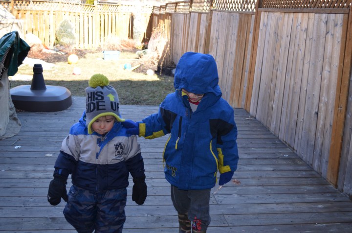 Aiden comforting his cousin Macklan