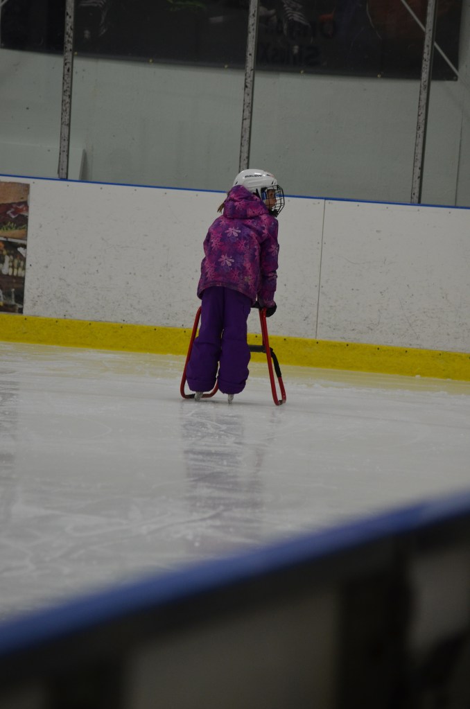 Abby with her skating walker