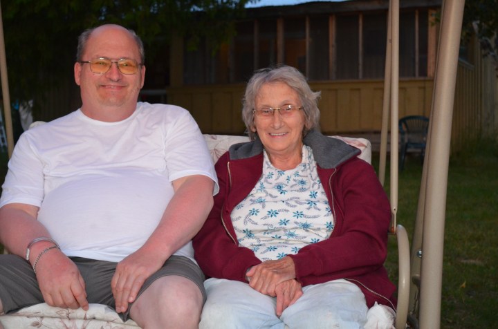 Bruce with Auntie joyce enjoying the view of the river.