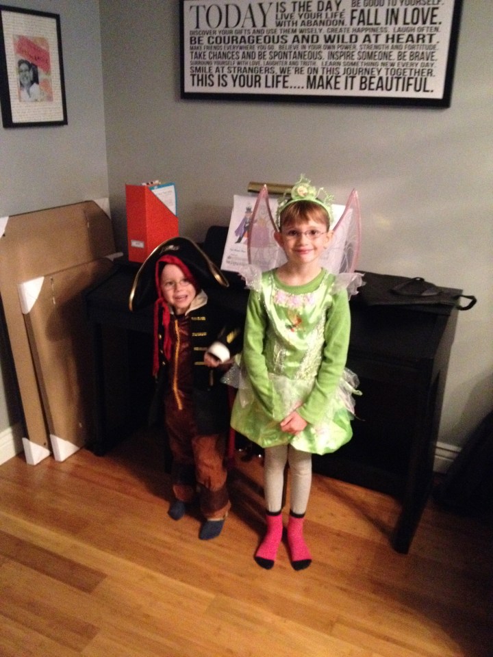 Aiden dressed as Pirate and Abby as Tinker Bell