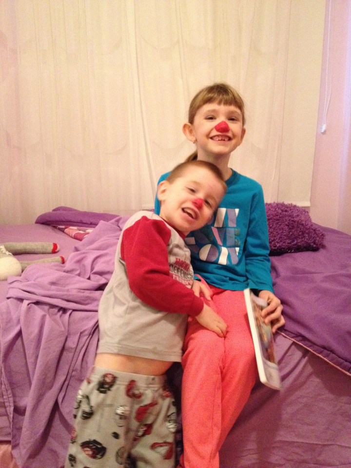 The kids after Blizzard painted their noses red