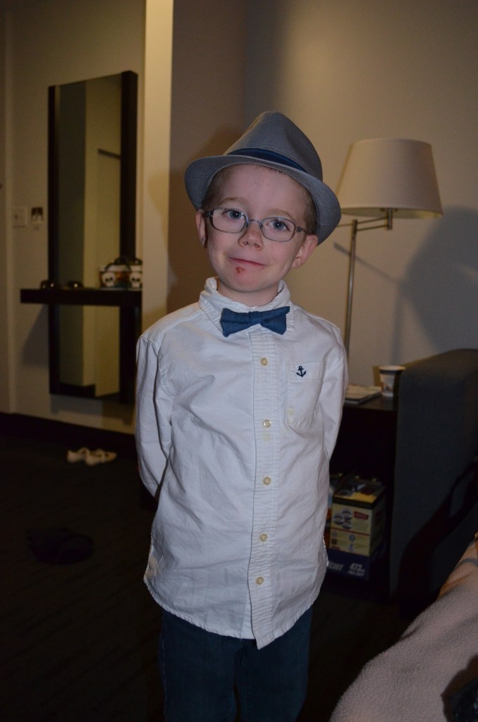 Aiden looking quite dapper before Uncle Gill's ceremony.