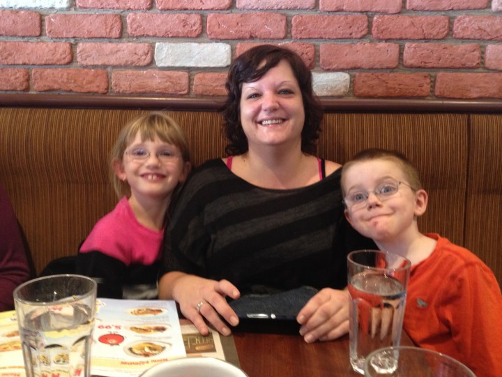 Abby and Aiden with childhood friend of Melissa