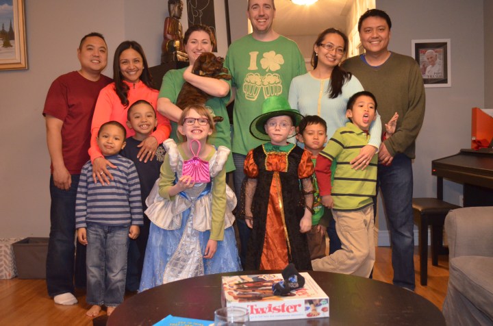 St. Patrick's Day get together with friends. Back L-R: Brian, Joselyn, Melissa with Marley, Peter, Laney, Alberto. Front L-R: Jayden, Anthony, Abby, Aiden, Miles, Andre.