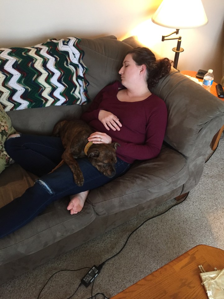 Melissa and Marley having a nap after a busy weekend.