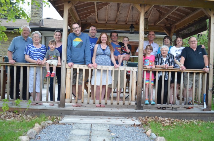 Family Portrait L-R: Bernard Cain, Ann Cain, Macklan Allison, Melissa Cain, Rob Cain, Peter Cain, Julie Allison, Peter Allison, Aiden Cain, Craig Allison, Abigail Cain, Betty Judges, Jane Allison, Susan Judges, Mark Judges.