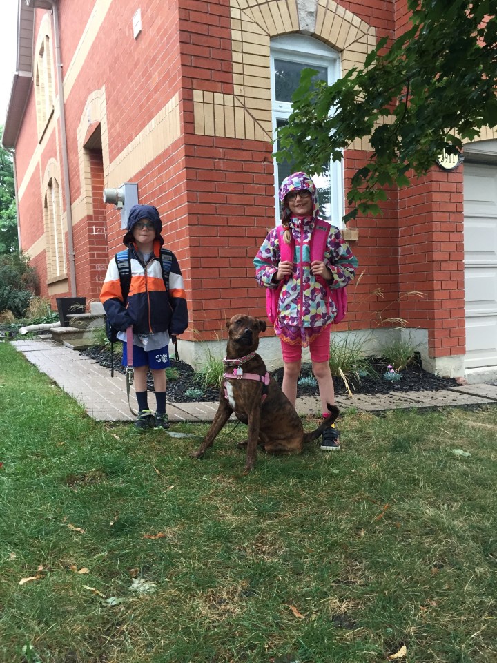 Aiden (starting 2nd grade) Abby (starting 4th grade) with Marley