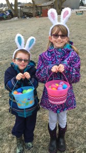 Abby and Aiden after their Easter Egg Hunt