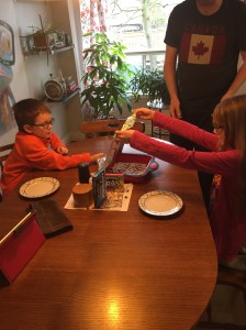 Kids opening the Brown "E's"