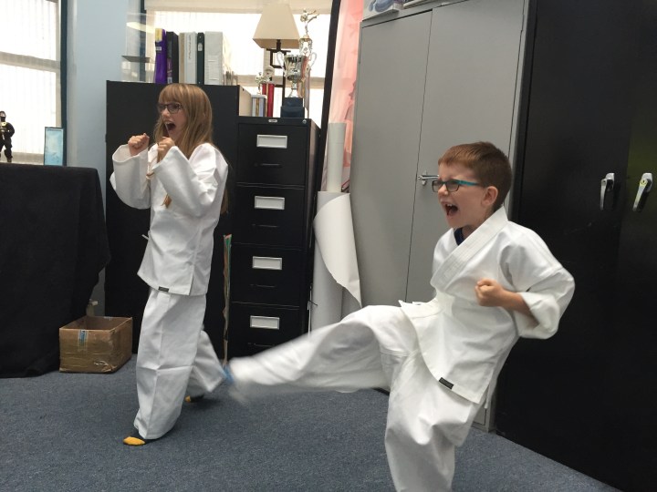 Aiden & Abby at Karate lesson
